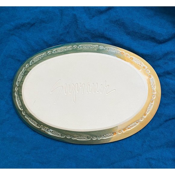 Hawksbill Pottery Scott Supraner Art Signed Dragonfly Fish Gecko Platter Dish - Picture 5 of 12